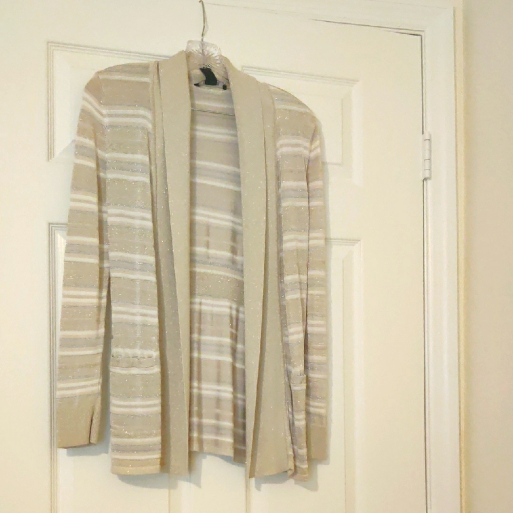 Striped Beige and White Cardigan NWOT